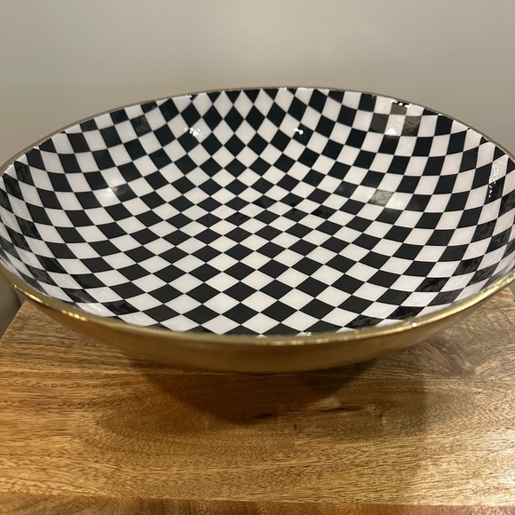 Checkered Black and White Decorative Bowl